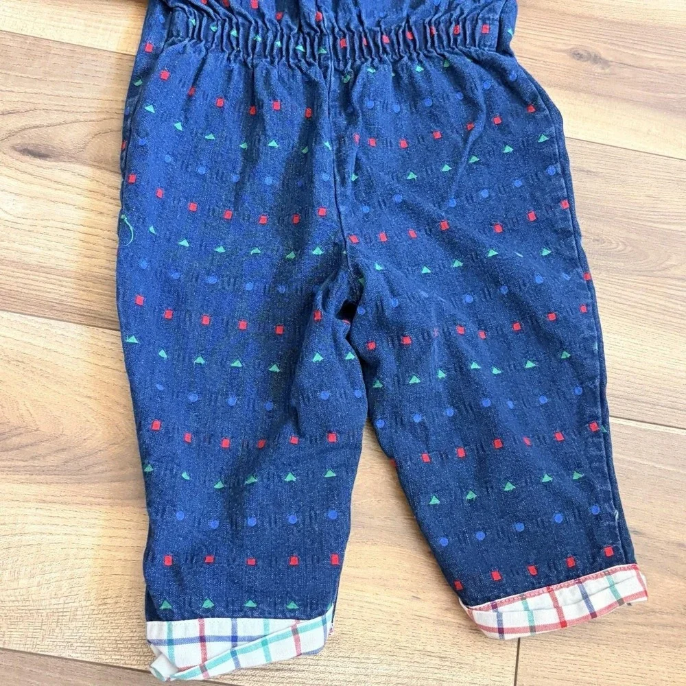 VTG 80s Retro OshKosh B'gosh Kids Denim Jumpsuit Unisex Shapes Collared 6-9 M